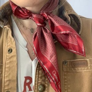 Christian Dior Red Silk Scarf